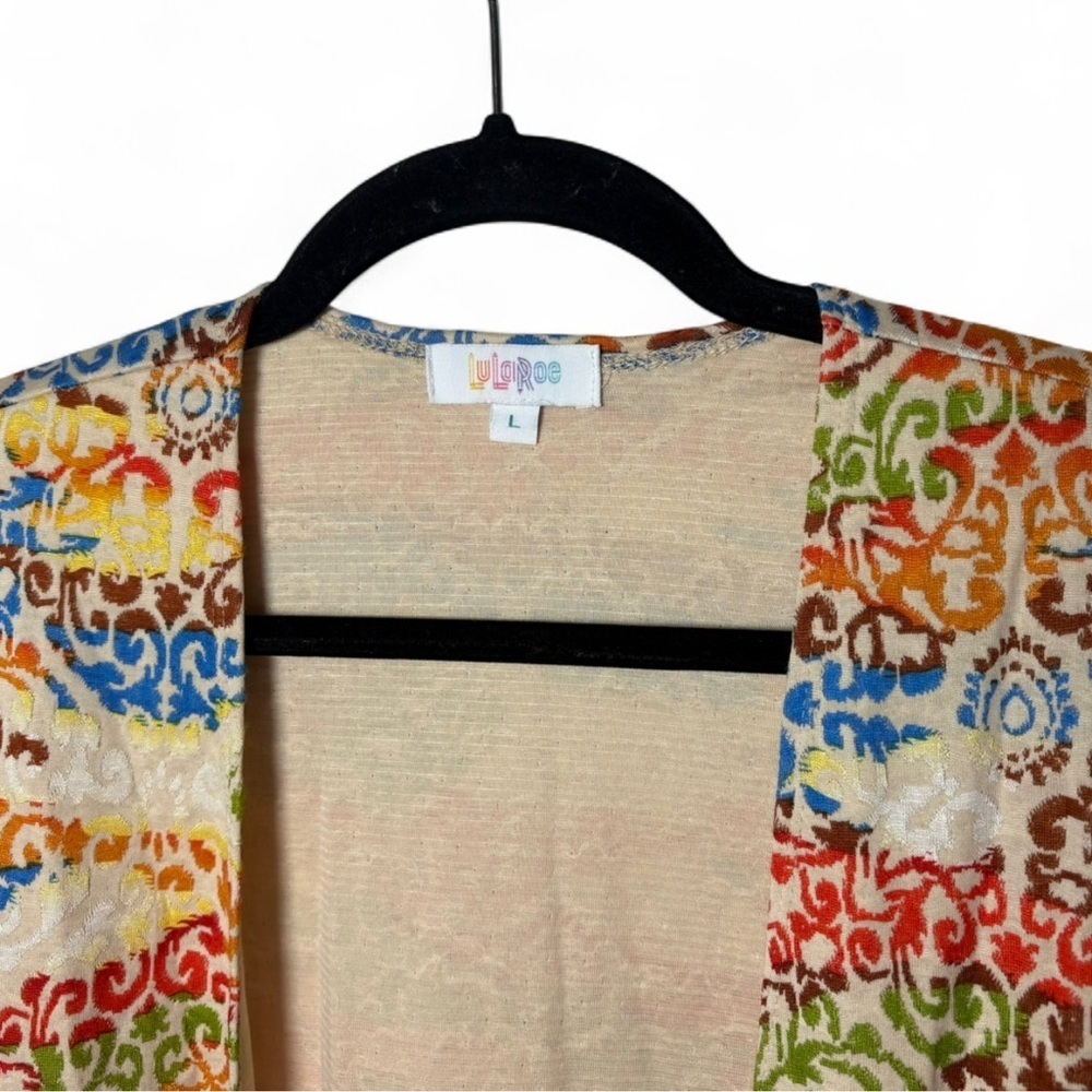 LuLaRoe Sarah Cardigan L Multicolor Open Front Duster NWT - Picture 5 of 8